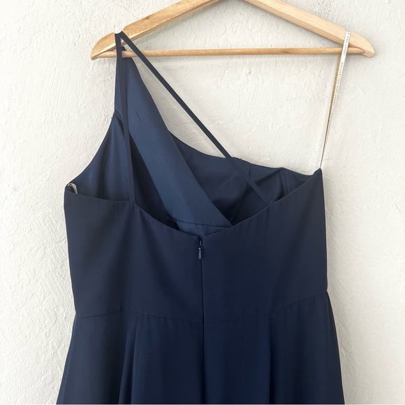Jenny Yoo Kora Asymmetric One Shoulder Gown in Navy - Picture 5 of 11